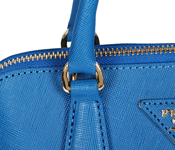 2014 Prada Saffiano Leather Small Two Handle Bag BL0838 blue for sale